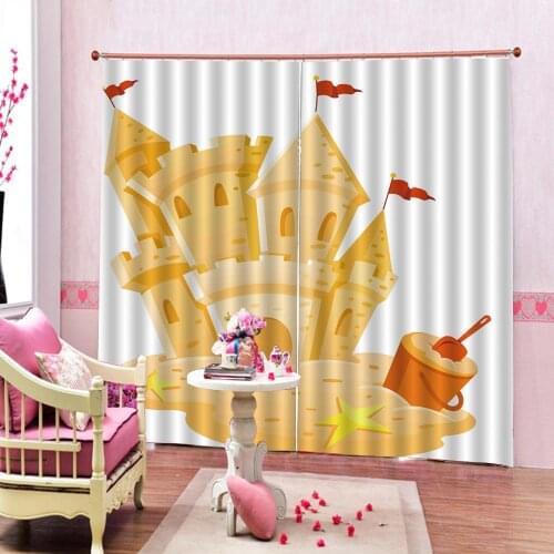 Yellow boat curtains Customized size Luxury Blackout 3D Window Curtains For Living Room Drapes Cortinas