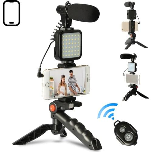 Smartphone Video Microphone Shooting Kit LED Light Stand Vlog Tripod for DSLR SLR iPhone YouTube Live