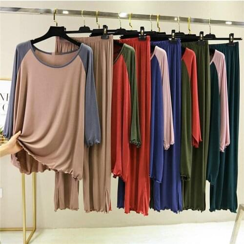 Women 2020 Spring Summer Comfortable Modal Pyjamas Female Three-Quarter Sleeve Pajamas Set Home Clothes Casual Pant Sets L269