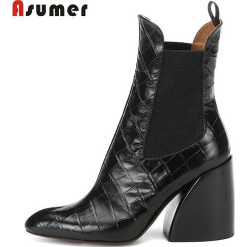 ASUMER 2020 hot sale ankle boots women top quality high heels dress office shoes ladies autumn classic Chelsea boots female