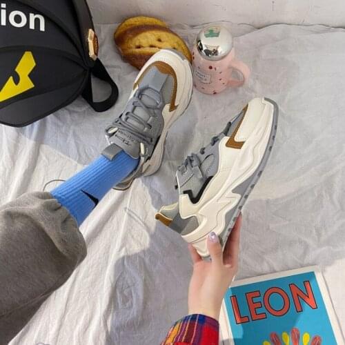 New Women Chunky Sneakers Thick Bottom Platform Vulcanize Shoes Fashion Breathable Casual Shoe for Woman Training Shoe 2021 Hot