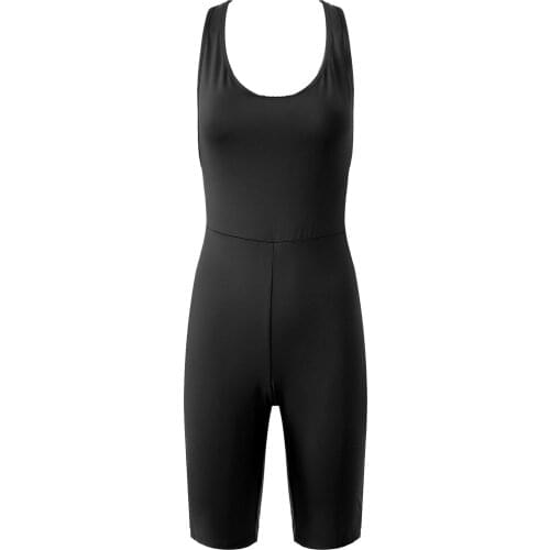 Women Scoop Neck Backless Bodysuit Underwear Crisscross Sleeveless Skinny Jumpsuits Sport Fitness Yoga Stretchy Leotard Swimsuit