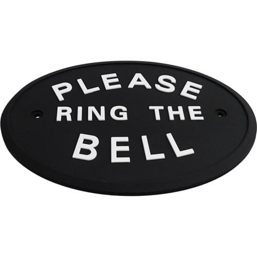 1pc Silver PLEASE RING THE BELL Garden House Wall Door Plaque Sign In Black