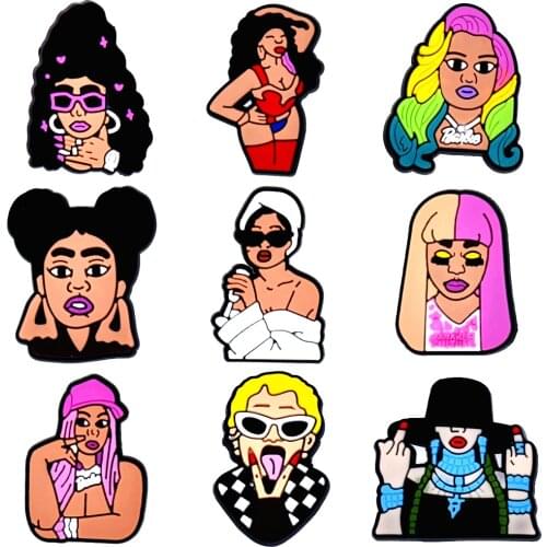 1PCS Fashion Lady Icon Shoes Charms Silicone Power Girls Croc Accessories Buckle Wristband Slipper Decor Kids Party Gifts