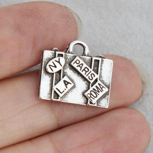 RAINXTAR Fashion Alloy Luggage Cases Charms Suitcase Charms Traveling Cargo Container Pendant Charms 15*17mm 50pcs AAC1822