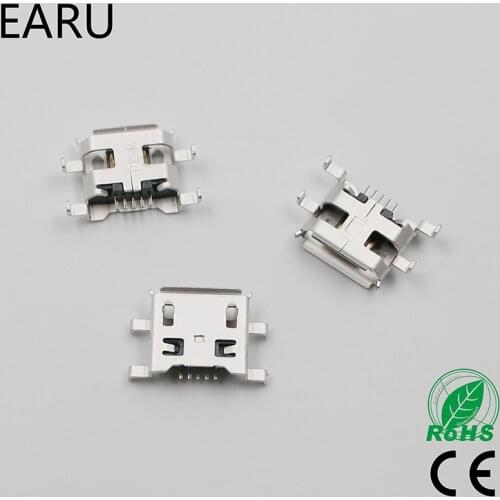 10pcs Micro USB 5pin B type 0.8mm Female Connector For Mobile Phone Mini USB Jack Connector 5pin Charging Socket Four feet plug