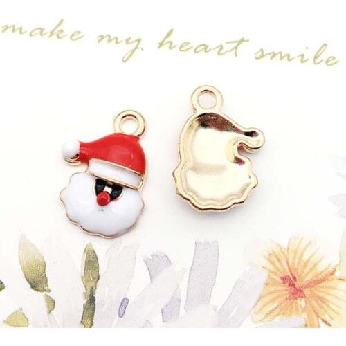 10pcs Mixed Tree Christmas Charms Enamel Pendant Snowflake Snowman Bell Earrings Accessories Handmade Ornaments DIY Material