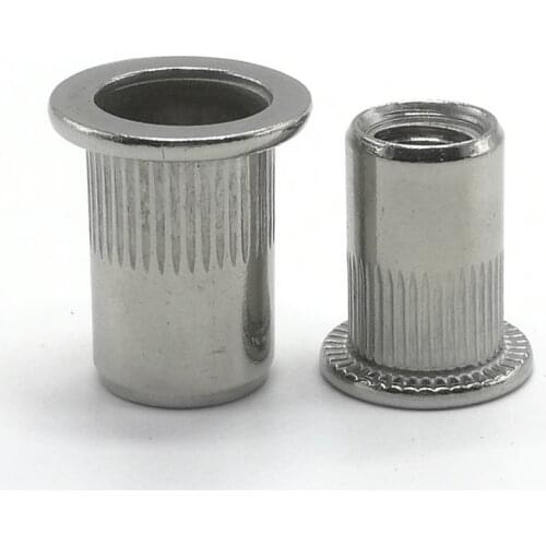 100-500Pcs Rivet Nut 304 Stainless Steel M3 M4 M5 M6 M8 Flat Head Threaded Rivet Insert Nutsert Cap Rivet Nut