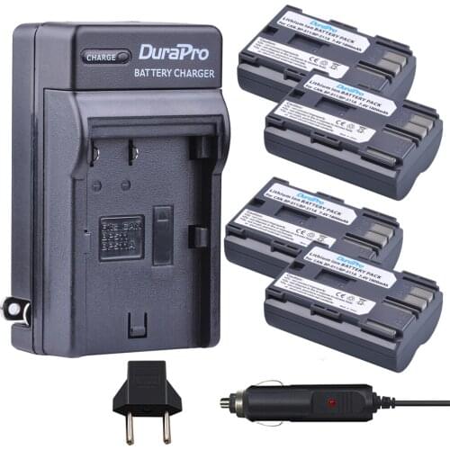 4pc 7.4V 1800mAh BP-511 BP 511 Camera Battery + Car Charger + EU Adapter for Canon BP-511 BP-511A BP 511A 50D 40D 30D D60 D30 5D
