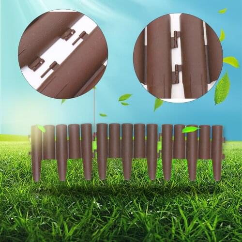 5pcs Imitation Wood Garden Fence Splicable And Removable Plastic Fence Lawn Edge Garden Outdoor Wedding Decoration Fence Edging