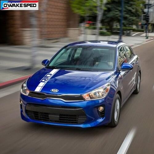 Car Hood Bonnet Sport Stripes Sticker Auto Engine Cover Decor Vinyl Decals For KIA RIO Hatchback Sedan DIY Exterior Accessories