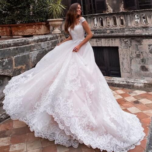 Robes De Mariage Tulle Ball Gown Wedding Dress Cap Sleeve Luxury Abito Da Sposa See Through Back Gorgeous Vestido De Noiva