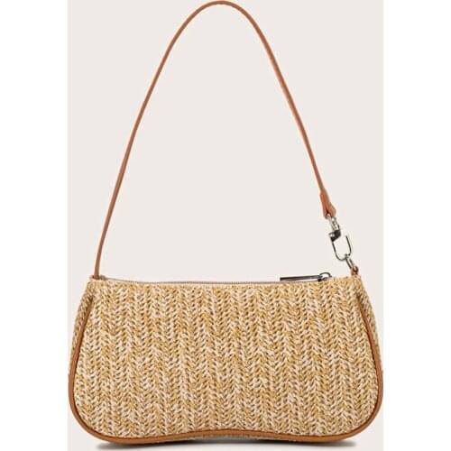 Bohemia Straw Armpit Bags for Women 2021 Shoulder Bag Woven Rattan Bags Underarm Bag Brands Designer Travel Beach Handbag Purse
