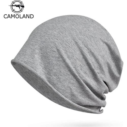 CAMOLAND Wholesale Solid Color Beanie Hat For Men Summer Autumn Lightweight Thin Hat Helmet Liner Cotton Sports Hedging Caps