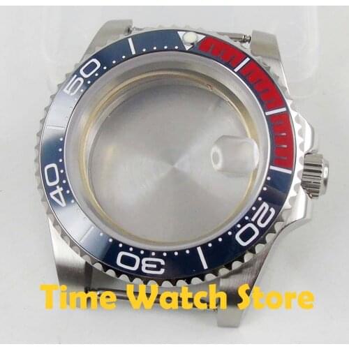 40mm waterproof sapphire glass watch Case blue red ceramic bezel 316L stainless steel Fit Miyota 8215 ETA 2836 movement C97