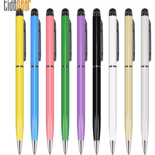 500pcs Colorful 2 in 1 Multi-function Capacitive Touch Screen Stylus Pen with Ball Point For iPhone Smart Cell Phone Tablet PC