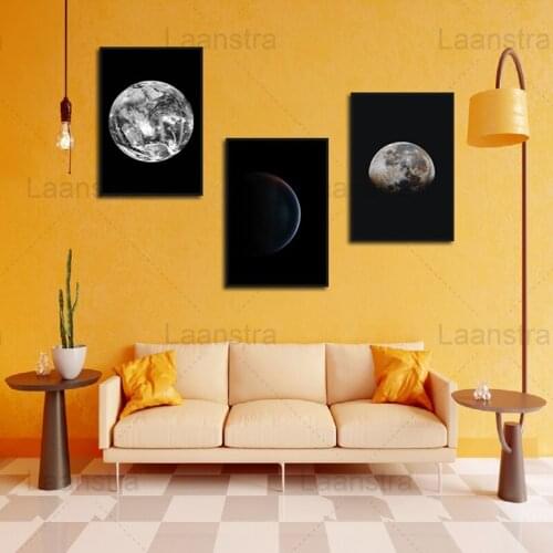 Home Decor Painting Full & Half Moon Space Pictures Wall Art Moon Night Sky Galaxy HD Poster And Print Art Canvas Decor Painting