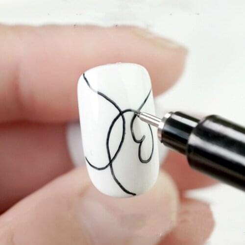 Nail Art Graffiti Pen Black Color UV Gel Design Dot Painting Detailing Pen Brush New