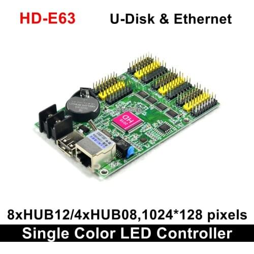 HD-E63 Ethernet Huidu P10 Dual Color LED Display Card Led Programmable Sign Board Controller