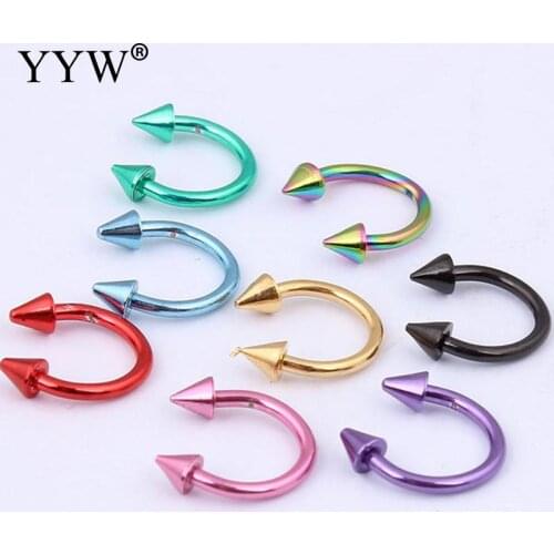 1Pair Cone Spike Horseshoe Circular Ring 316L Surgical Steel Nipple Hoops Nose Septum Eyebrow Piercing Body Jewelry 3mm