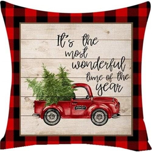 Red Black Christmas Buffalo Check Plaid Pillow Cover Winter Deer Home Decorative Throw Pillow Case Cushion Cover for Sofa