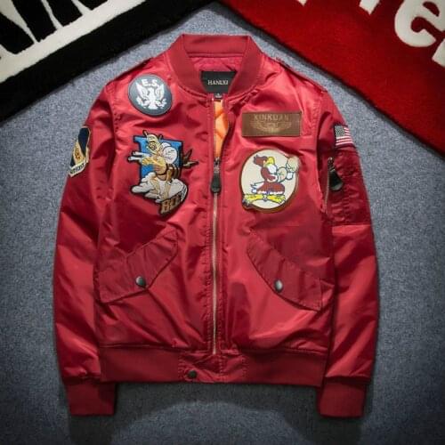 Jacket Men Patch Designs Zipper Spring Autumn Fashion Streetwear Bomber Air Force Pilot Coat Men