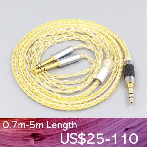 LN007326 8 Core Silver Gold Plated Earphone Cable For Final Audio Design Pandora Hope vi Denon AH-D7200 AH-D5200 AH-D9200