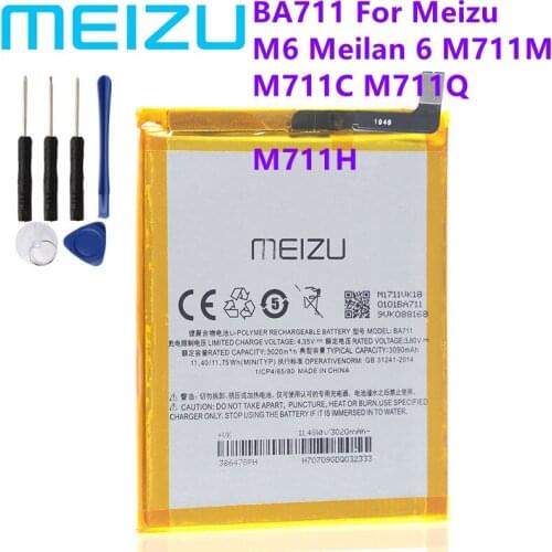 Meizu 100% Original BA711 3070mAh New Production Battery For Mei zu Meilan 6 M6 M711Q/C/M PHone high quality+Tracking Number