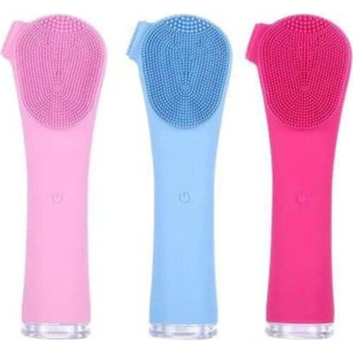 Mini Electric Facial Cleansing Brush Waterproof Silicone Sonic Face Brush Handheld Cleaning Device Rechargeable Pore Cleaner