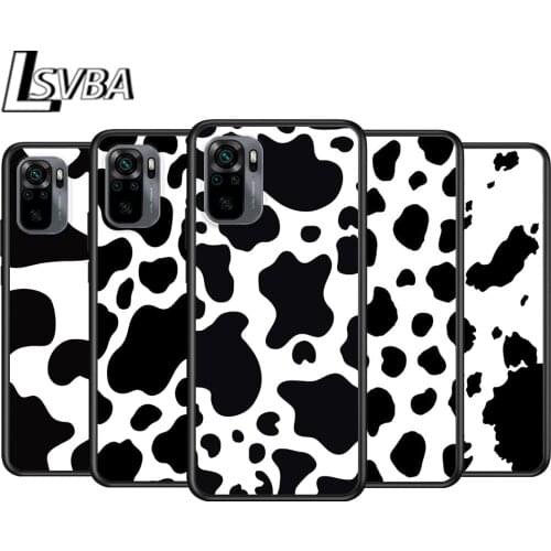 White Black Pink Cow for Xiaomi Redmi Note 10 10S 9 9T 9S 9Pro Max 8T 8Pro 8 7 6 5 Pro 5A 4X 4 Soft Black Phone Case