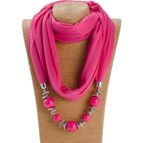 New Fashion Women Scarf Necklace Beads Pendent Jewelry Statement Maxi Necklace Women Muffler Neckerchief Gift