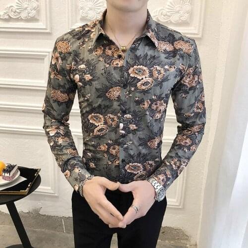 Fall 2020 New Mens Shirt Fashion Dress Deluxe Printed Shirt is suitable for all mens long-sleeved casual shirts