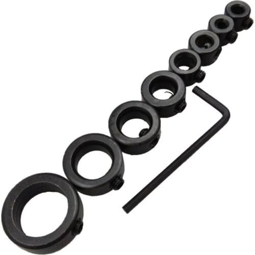 Drill Depth Stop Collar Set Depth Limiter Positioner Wood Drill Depth Stop Positioning Regulator Ring with Hex Key