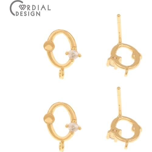 Cordial Design 50Pcs 7*10MM Genuine Gold Plating/DIY Making/Earrings Stud/Oval Shape/Jewelry Findings & Components/Hand Made