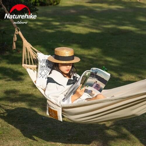 Naturehike 300*90cm 1 Person Canvas Hammock Portable Waterproof Anti Rollover Camping Hanging Bed Outdoor Garden Swing Chair