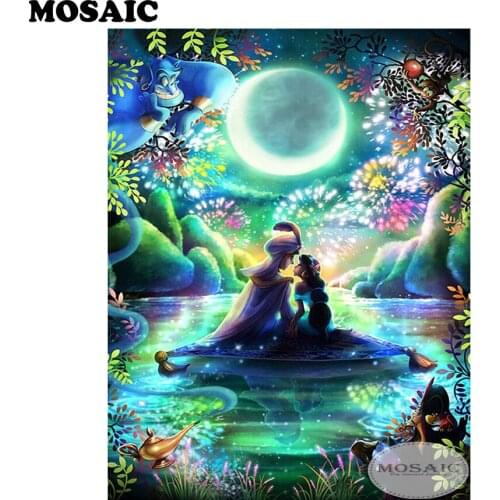 Princess and Prince,moon lake,5D DIY Diamond Painting Cross Stitch Needlework Diamond Pictures of Rhinestones Home Decor B95