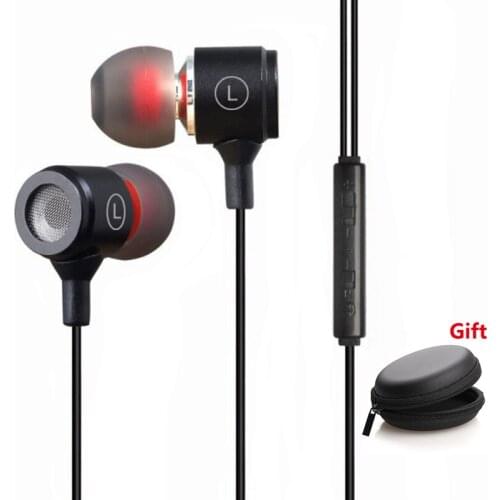 3.5mm Plug Wired In-Ear Earphone Headset With Mic Microphone For Iphone Xiaomi Samsung Smartphones Earphone with Earphone case