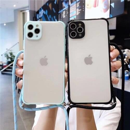Transparent shockproof Strap Cord Chain Carry Necklace lanyard soft case for iphone 11 Pro Max X XS Max XR 7 8 Plus SE cover