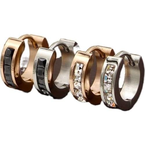 Hot Sale Small Square Rhinestone Silver Color / Gold Color / Rose Gold Color Stainless Steel Earrings Free Shipping