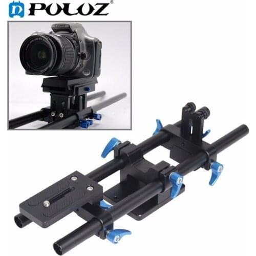 PULUZ 15mm Rail Rod Support System Track Rail Slider Baseplate with 1/4" Screw Quick Release for CANON / DSLR Cameras