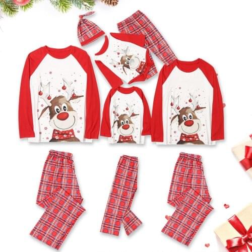 Christmas Family Matching Pajamas Outfits 2021 Xmas Deer Father Mother Kids Baby Sleepwear Family Matching Pyjamas Homewear