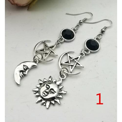 Fashionable Crescent Goddess Earrings and Pentagram Witch Moon Earrings Gothic Celestial Jewelry-Sun Jewelry