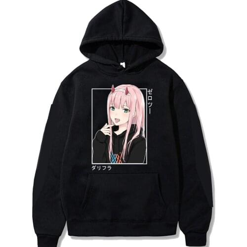 Anime Zero Two Hoodie Men Women Winter Male Top Clothes Hooded Oversized Darling In The Franxx Costume Harajuku Style