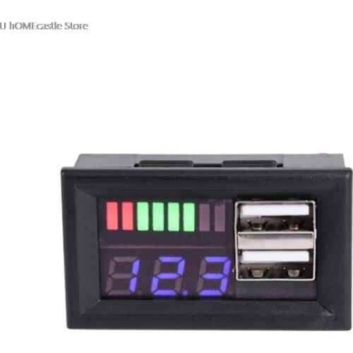 Blue LED Digital Display Voltmeter Mini Voltage Meter Volt Tester Panel For DC 12V Cars Motorcycles Vehicles USB 5V2A Output New