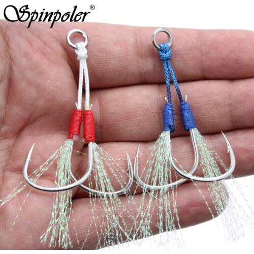 Spinpoler Rigged Assist Circle Hooks Dancing Stinger Jigging Slow Fast Picth Jigs Hook Monster Butterfly Spirit Tuna Bass Shark