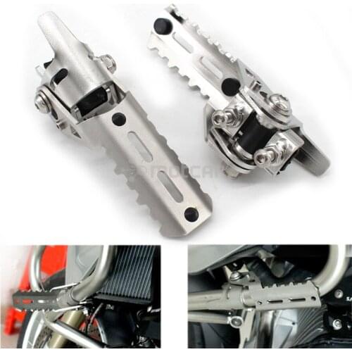1pair Sliver Steel Highway Pegs Front Pegs For Pipes Triumph Tiger Explorer Upper Crashbars For BMW R1200GS LC ADV 2013-2017