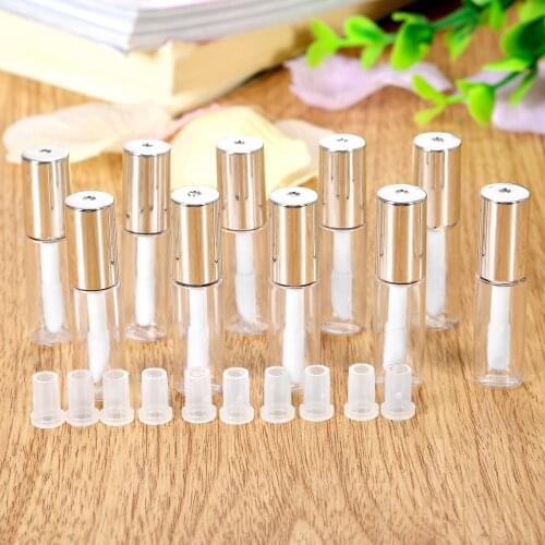 10Pcs 1.2ML Silver Empty Lip Gloss Tube DIY Plastic Elegant Liquid Lipstick Container Round Lipgloss Lip Balm Bottle
