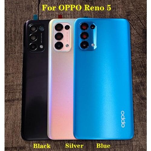 100% Original Back Cover For OPPO Reno 5 Reno5 Rear Housing Door Battery Cover Panel Mobile Phone Case Shell Replacement Parts