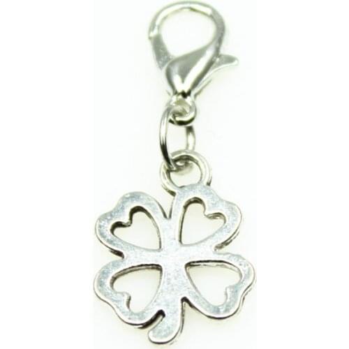 100pcs Four Leaf Clover dangle charms lobster clasp hanging charms diy bracelets&bangles pendant jewelry charm