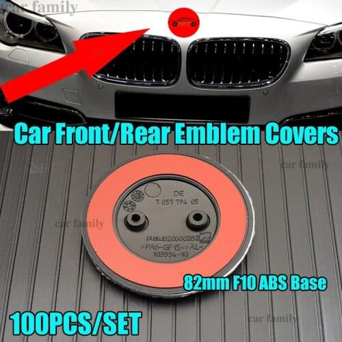100pcs/set for F10 82mm Original 2pins Epoxy Resin ABS Auto Car Racing Grills Badge Logo Front Hood Bonnet Covers Label Cap